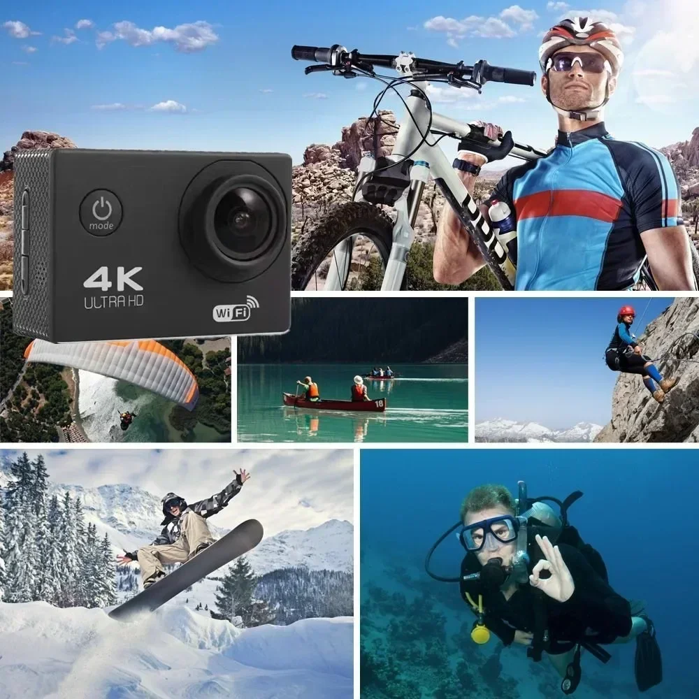 

Ultra HD 4K Action Camera 30fps/170D Underwater Helmet Waterproof 2.0-inch Screen WiFi Remote Control Sports go Video Camera Pro