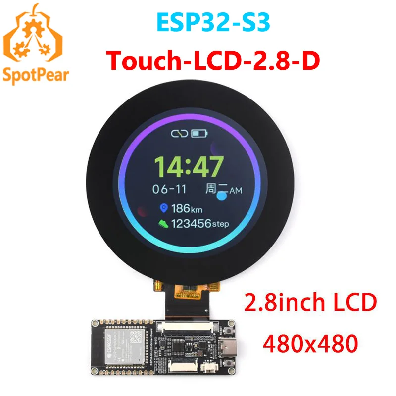 ESP32-S3 And 2.8inch Round LCD Kit N8R8 Captive TouchScreen Display 480x480