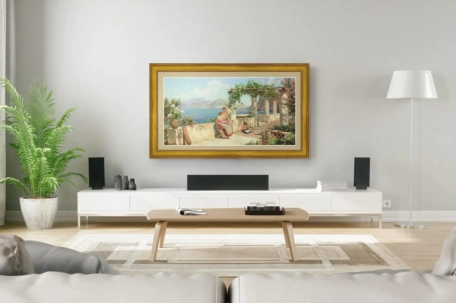 إطارات تلفزيون ديكو - إطار ذكي ذهبي عتيق متوافق فقط مع تلفزيون Samsung The Frame TV (43 بوصة، يناسب إطار تلفزيون 2021-2024)