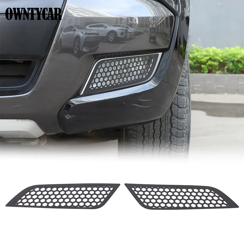 Carbon Steel Black For Ford Ranger Wildtrak 2015-2022 Car Front Fog Lamp Protection Mesh Cover Decorative Accessories ﻿