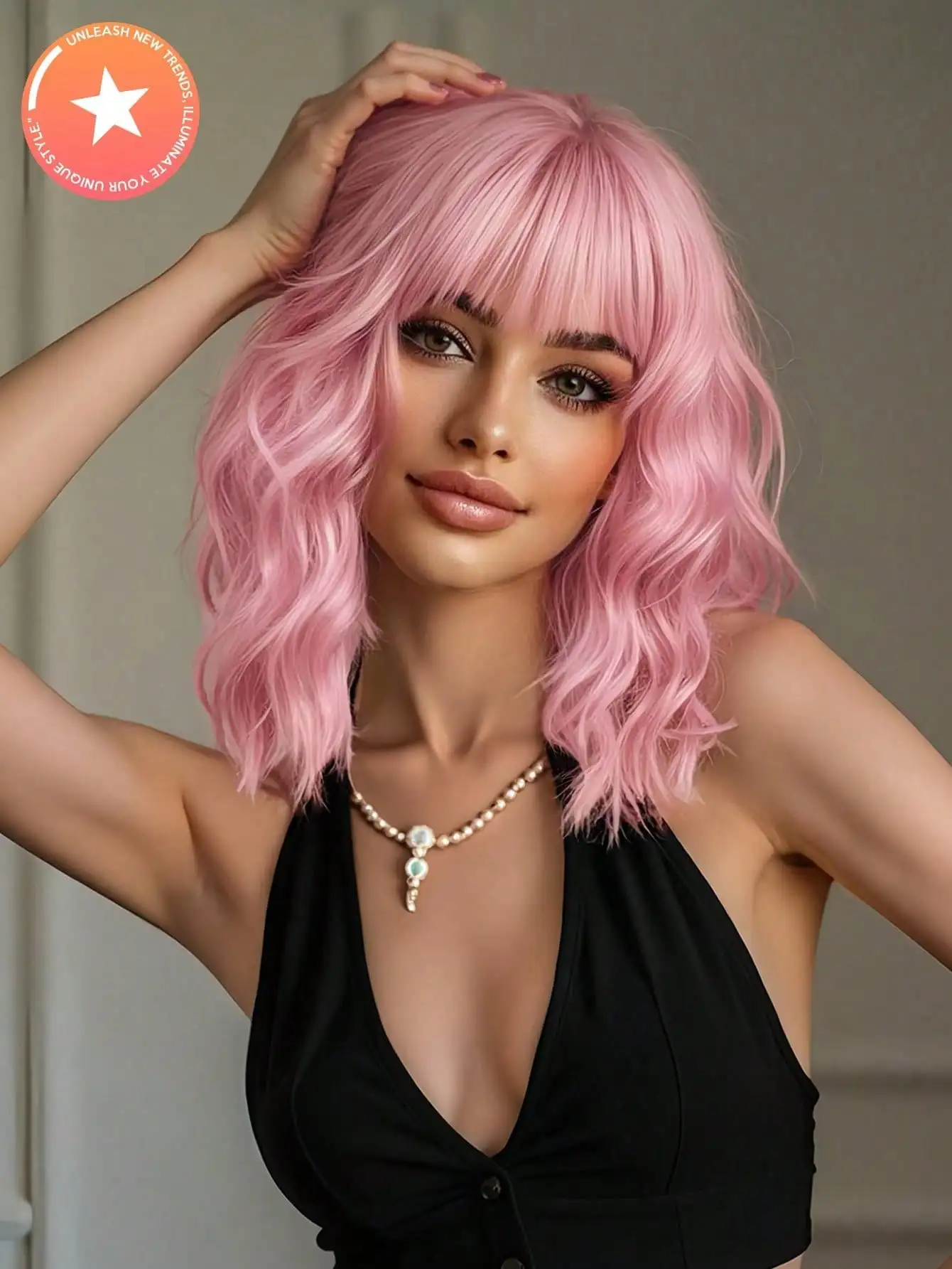 14 Inch Multi-Color Short Curly Bangs Synthetic Wig, Natural & Fashionable, Suitable For Women's Daily, Party, Christmas And Other Occasions