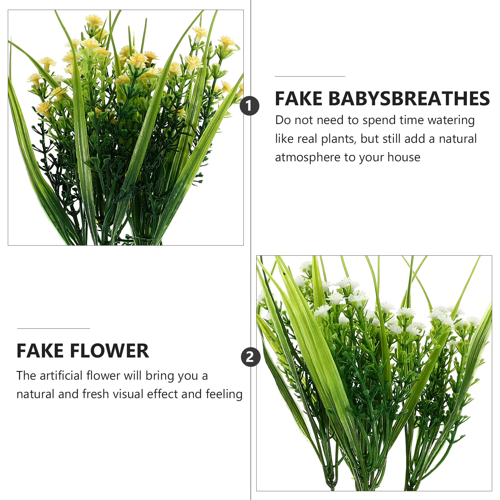 

6Pcs Fake Babysbreath Gypsophila Artificial Flowers Realistic Wedding Festival Decorative Bouquet Party Home Ornament