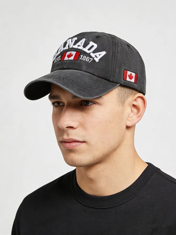 1 gorra de béisbol CANADA bordada unisex para exteriores: ajustable, protección solar e informal, ideal para viajes de primavera y otoño
