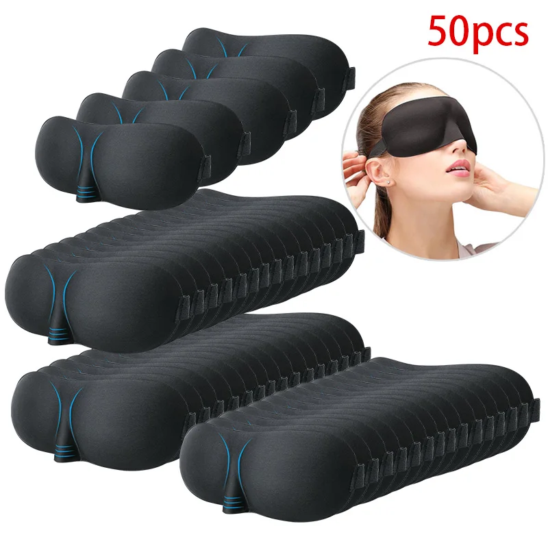 50pcs 3D Sleeping Mask Eye Mask Eyepatch Eye Shade Cover Block Out Light Soft Eye Care for Travel Home Use mascara para dormir