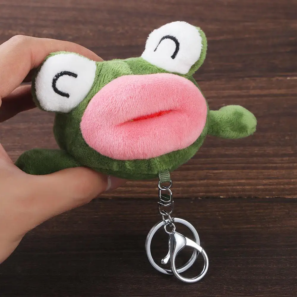 Porte-clés animaux en peluche pour sac à dos, pendentif, jouet doux, porte-clés de voiture, jouets en peluche, grande bouche, grenouille, beurre