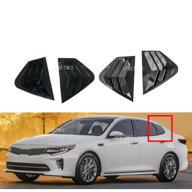 Car Rear Louver Window Side Shutter Cover Fit For KIA Optima K5 2011-2015  Trim Sticker Vent Scoop ABS Carbon Fiber Glossy Black