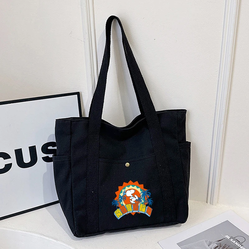 

Женская модная сумка Snoopy, парусиновая сумка на молнии с героями мультфильмов для девочек и мальчиков, унисекс, большая вместительная сумка для покупок, сумка-тоут для мамы, подарки