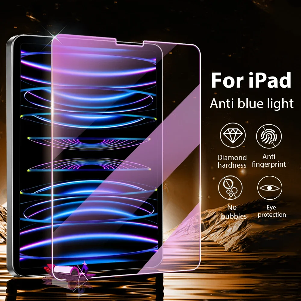 Tempered Glass For ipad Pro 11 12.9 12 9 2022 10th 9th Gen Air 5 4 3 2 7th 8th 10.2 Mini 6 Screen Protector Anti Blue Light Film велошлем alpina 2022 comox dove blue grey matt женский a9751 84