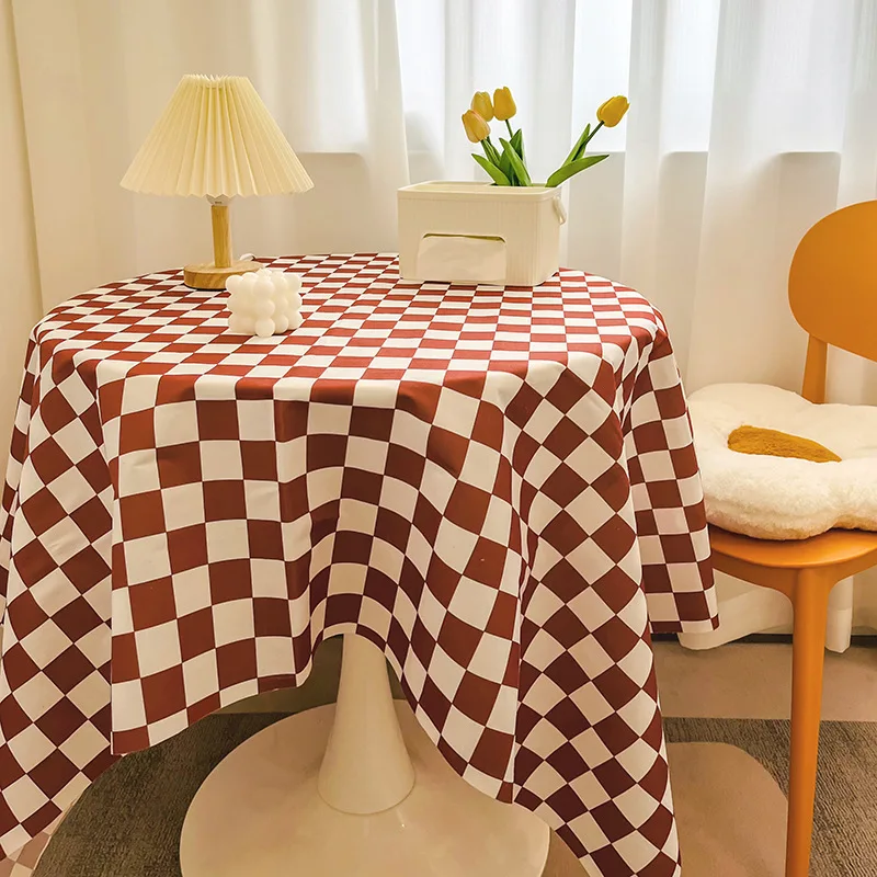 Checkerboard Plaid Rectangular Tablecloth Orange Pattern Round Tablecloth Coffee Table Dining Table Decoration Table Mat