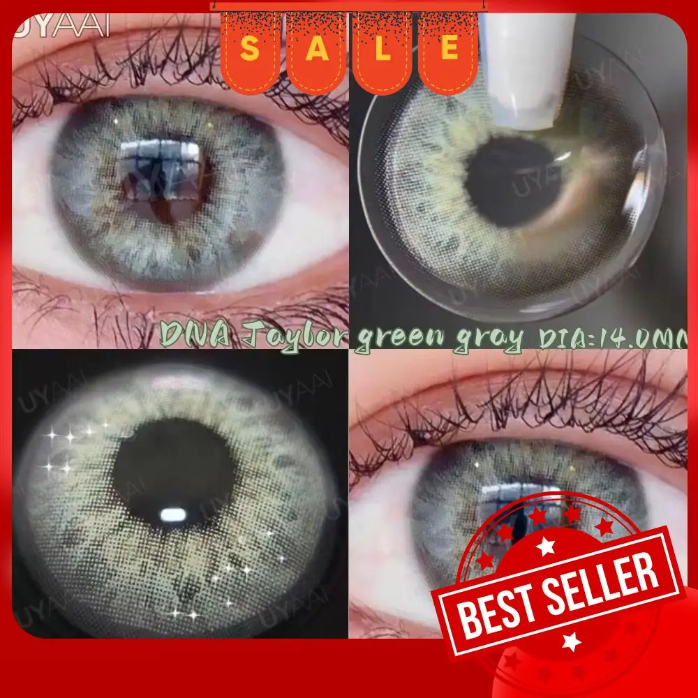 UYAAI Lente de Contato Cor DNA Taylor Série Cosmética Lente de Contato Anual Cinza Azul Beleza Natural Mulheres Olhos Coloridos Maquiagem