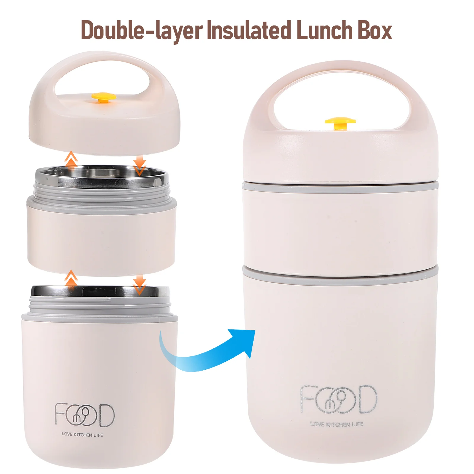 

Double Layer Stainless Steel Insulated Lunch Box Thermal Leakproof Bento Box Portable Large Capacity Food Holder