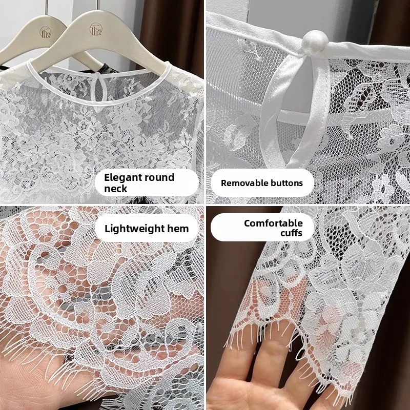 

Ele Bla f-length Sun Protection Lace Svel Top Thin Super ort Sle 2025 New Design Women's Net irt
