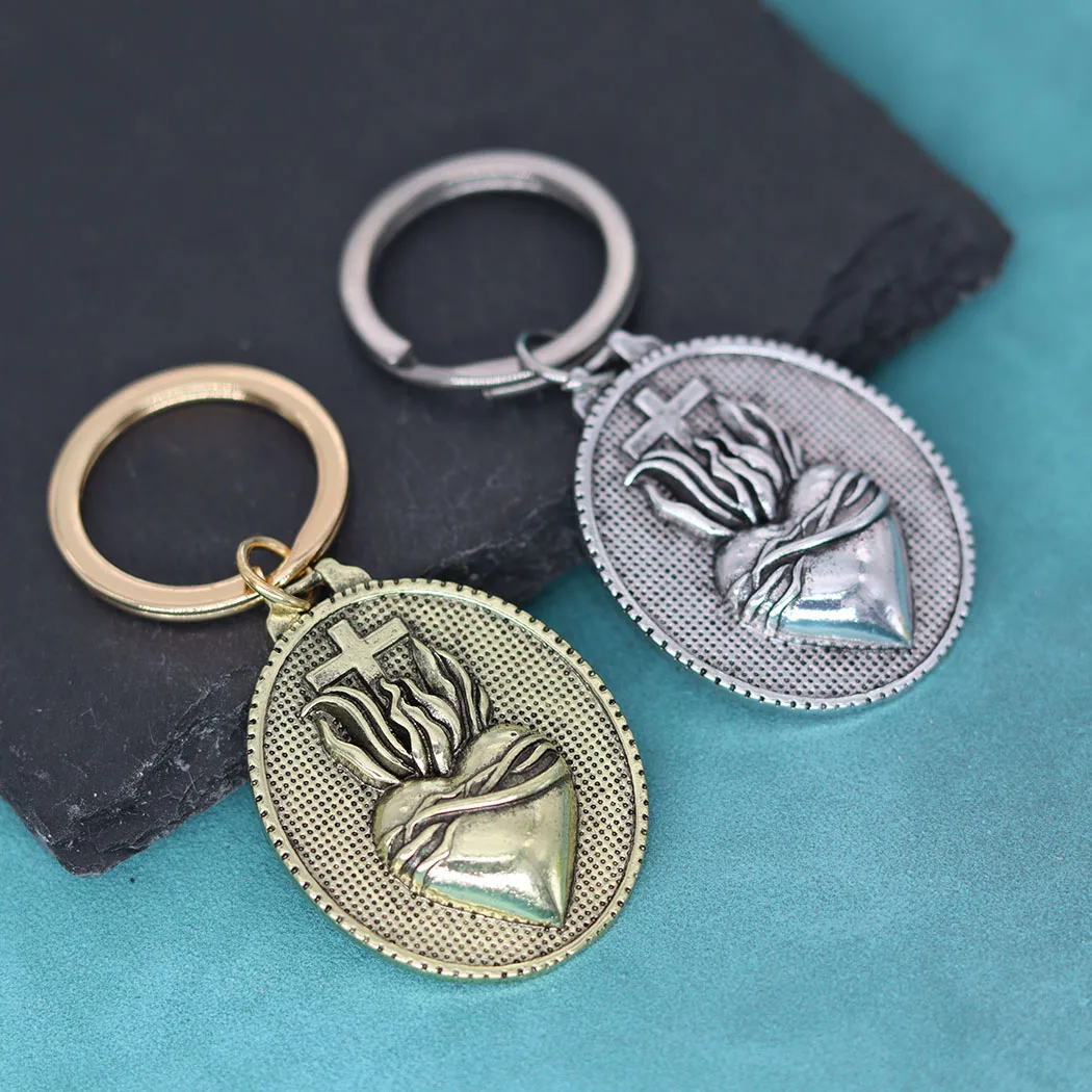 Sacret القلب المفاتيح للرجال النساء المسيحية تميمة قلادة مفتاح سلاسل الدينية الصليب مجوهرات تاليسمان هدية