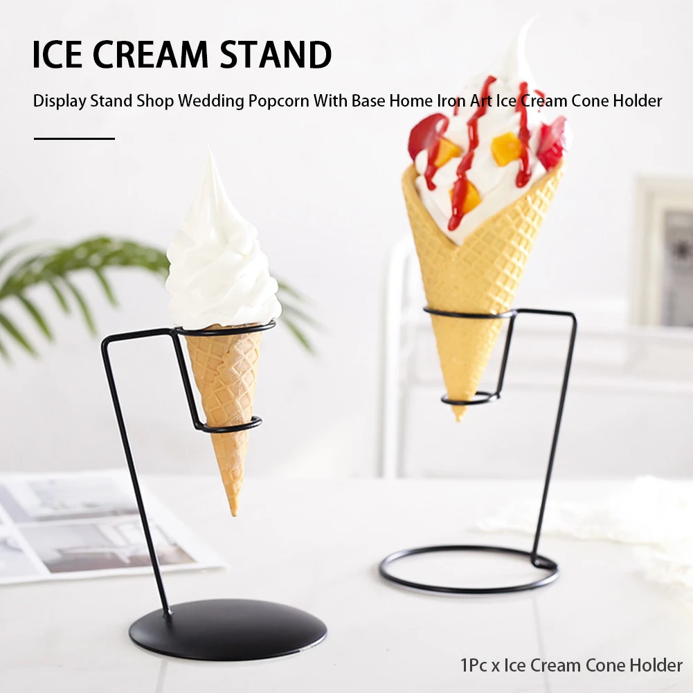 Ice Cream Display Stand Shop Wedding Popcorn Sweet Cone Storage Rack with Base Home Iron Art Ice Cream Cone Holder