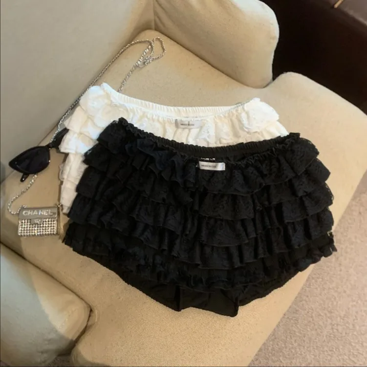 

Black Lace Low Waist Skirt Women's Summer New Style Slimming Pants Skirt Sweet And Spicy Girl Short Skirt Trendy Style