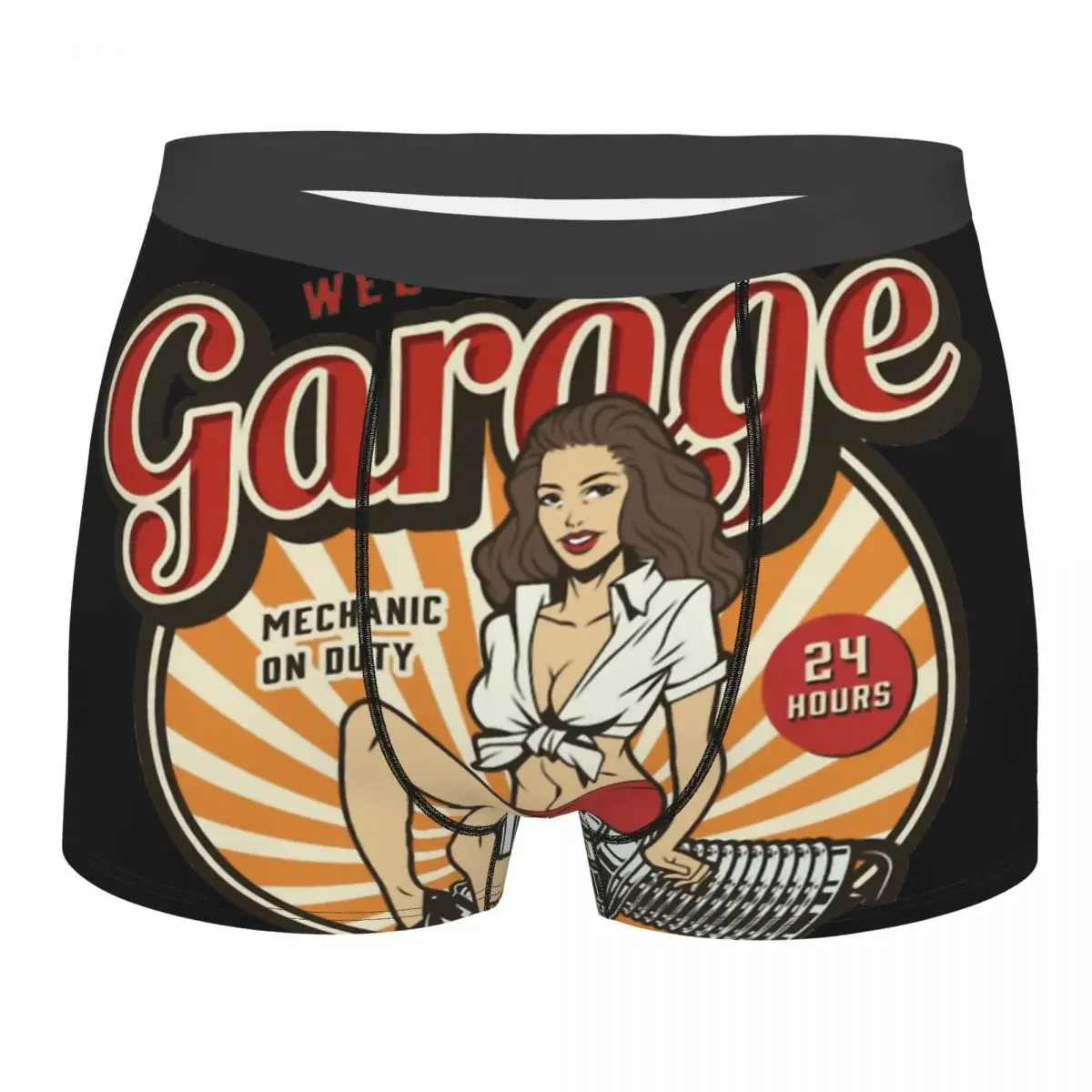 Mechanic On Duty Pin Up Girl Underpants Cotton Panties Male Underwear Ventilate Shorts Boxer Briefs