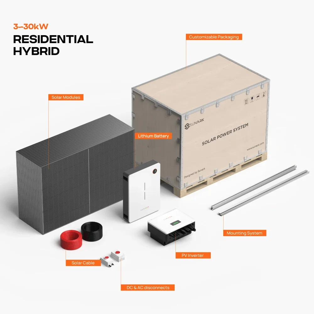 Sunark New Energy Solar System 5Kw 15Kw 25Kw Hybrid Solar Panel System For Home Complete Kit