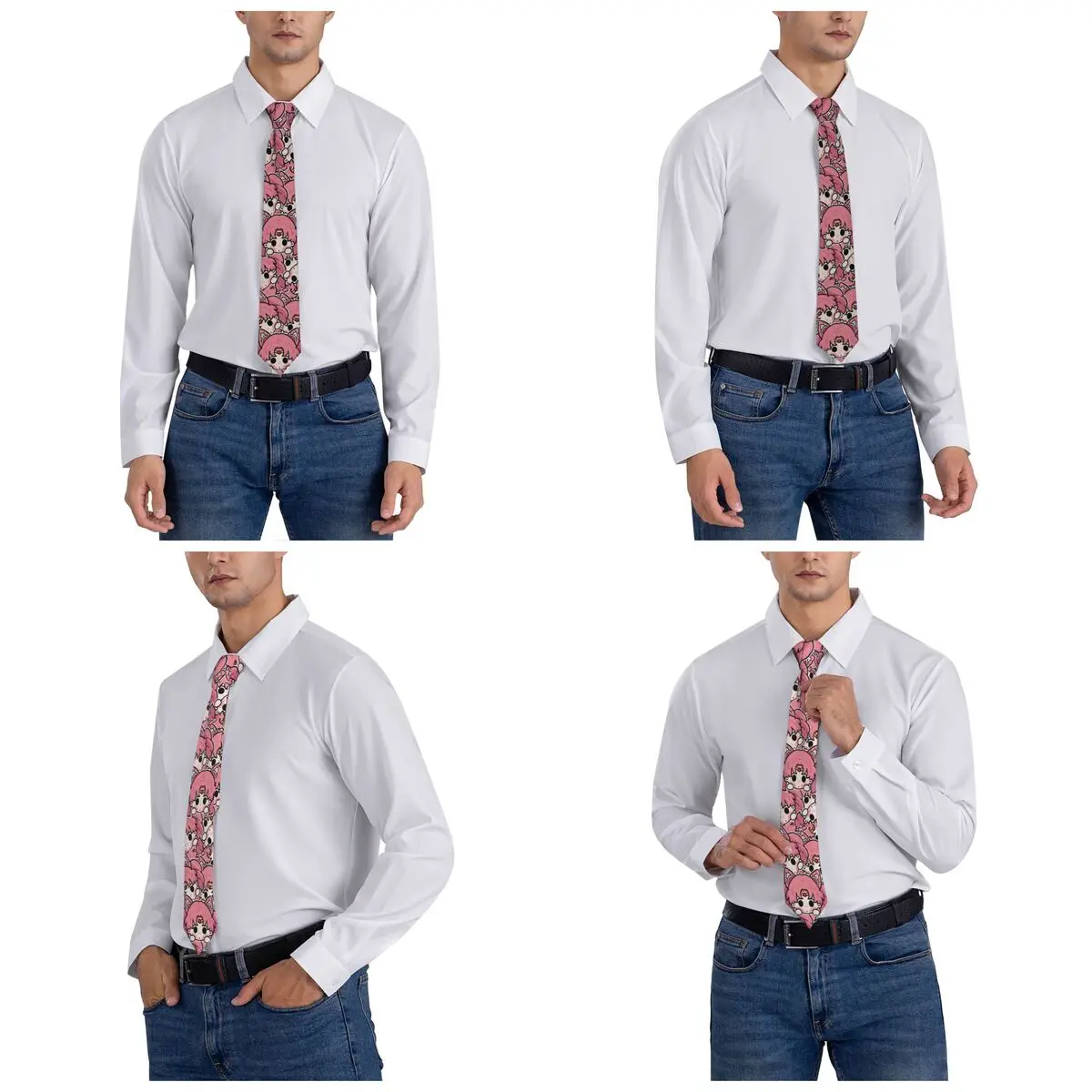 Personalized S-Sailors M-Moons Cartroon Tie Men Fashion Anime Silk Business Neckties
