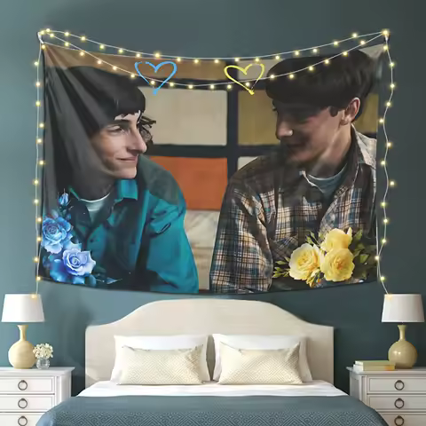 Byler Shipper Must-Have Tapestry, Couple Art with Floral Accents for Gay Pride Room Decor Gift Idea