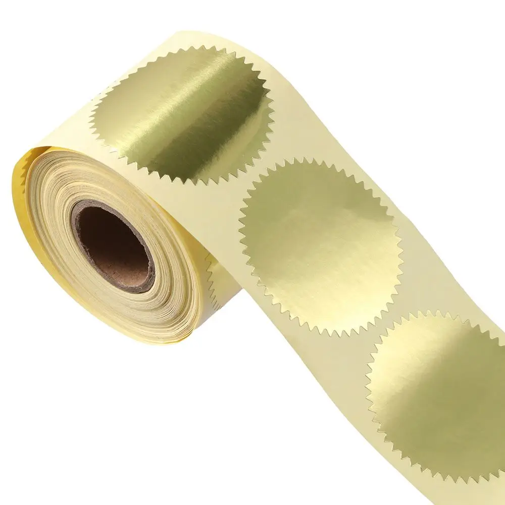 ملصقات ذهبية معدنية مستديرة ، ملصقات ورقية ذاتية اللصق ، عالية الجودة ، 250 قطعة لكل لفة ، 2 بوصة