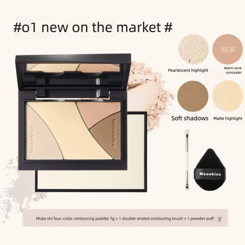 Mukechi Four-color Contour Palette Concealing, Highlighting, Contouring, And Nose Shading, A Comprehensive Tool