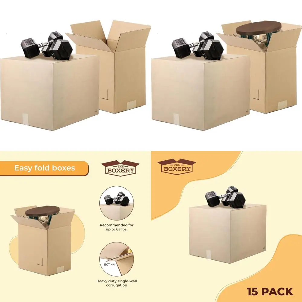 Heavy-Duty ECT44 Corrugated Cardboard Shipping Boxes, 24x20x18 Inches, 15-Pack, Brown/Kraft, Perfect for Mailing and Packing