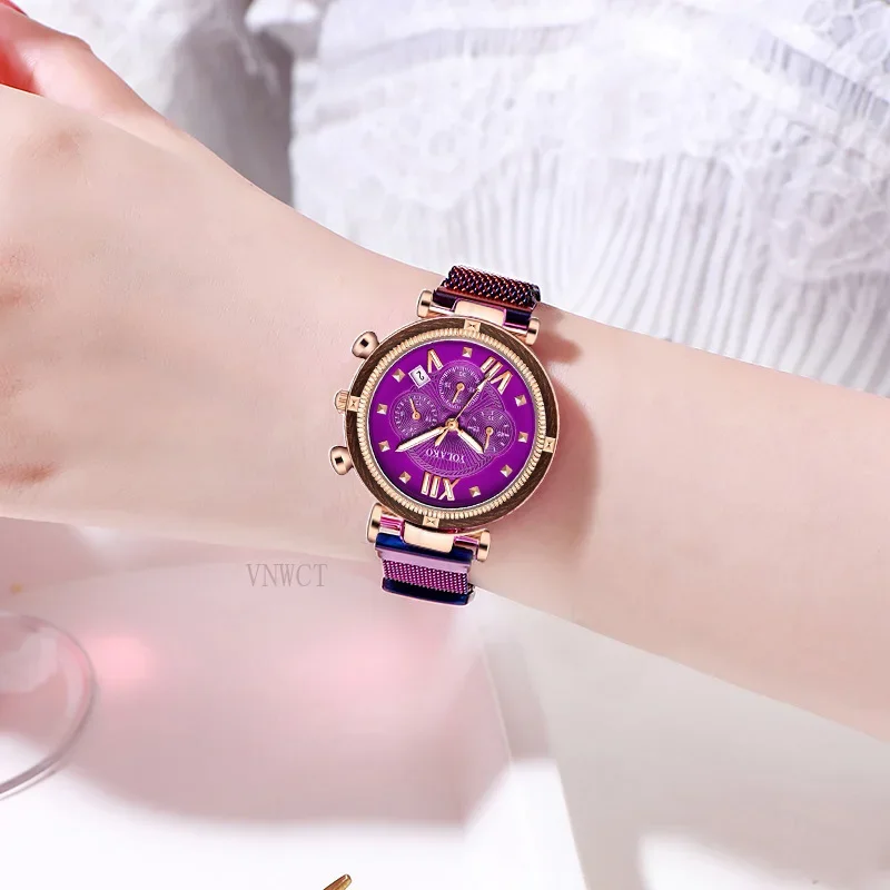 Horloge 6 Stuks Set Vrouwen Horloges Magnetische Sterrenhemel Vrouwelijke Klok Quartz Polshorloge Mode Dames Polshorloge Relogio Feminino
