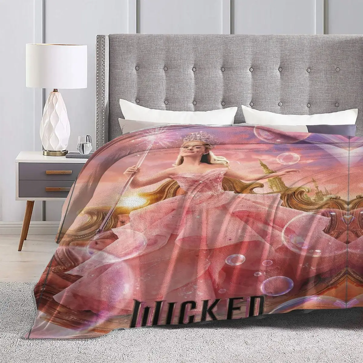 Wicked Musical Movie Glinda Poster Merch Blankets Flannel Sofa Throw Blanket Relax Warm for Outdoor Bedspreads