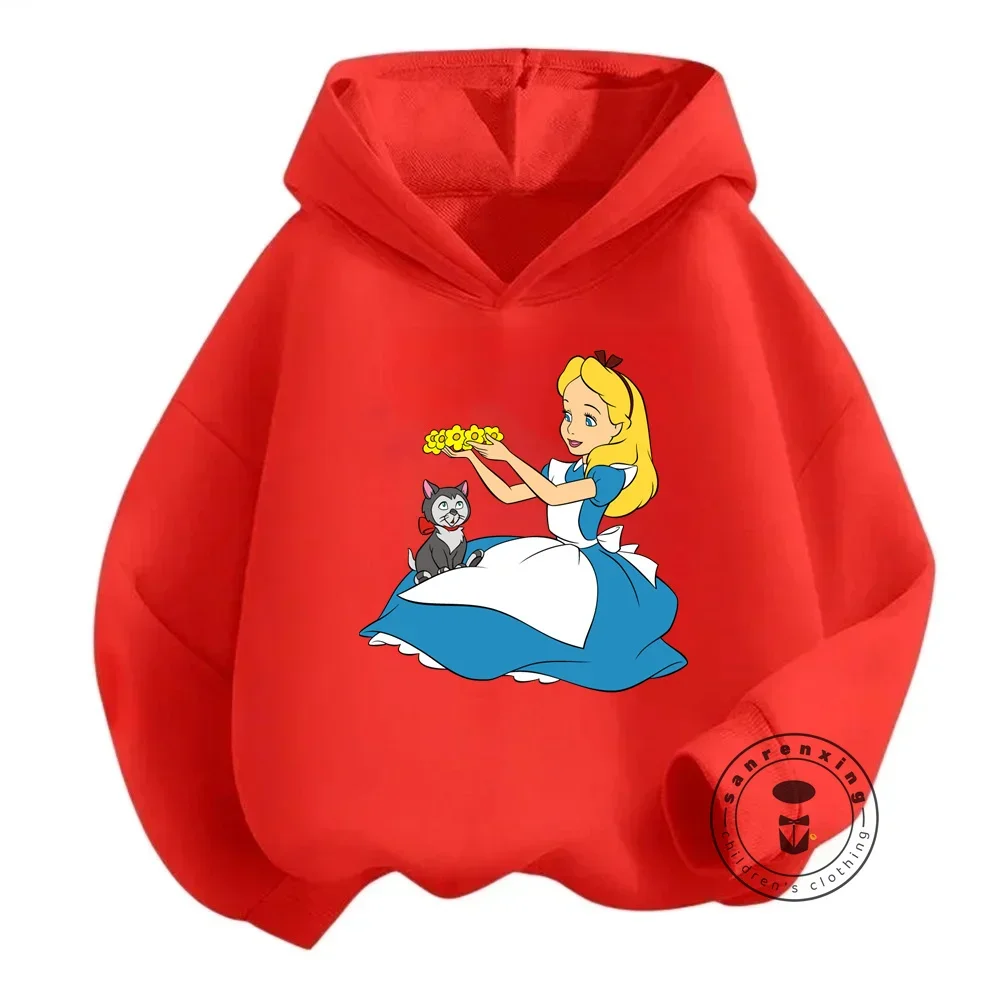 Pleasing Fall/Winter Clothing for Boy Girl Alice in Wonderland Themed Sweatshirts Lovely Cartoon Designs Charming Outfit Choice