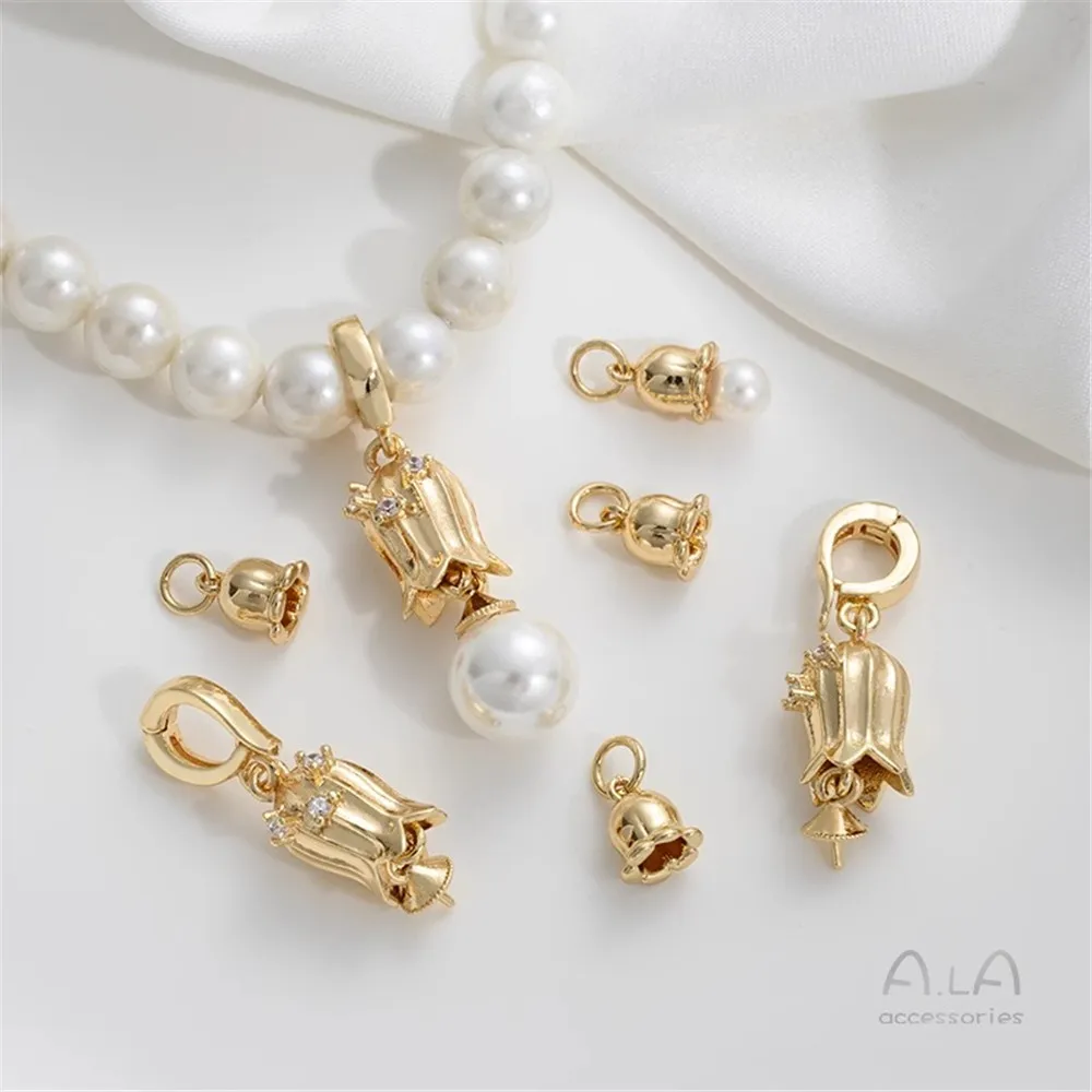 

14K Gold-plated Color Universal Clasp with Pearl Support for DIY Handcrafted Jewelry Accessory with Pearl Support Pendant