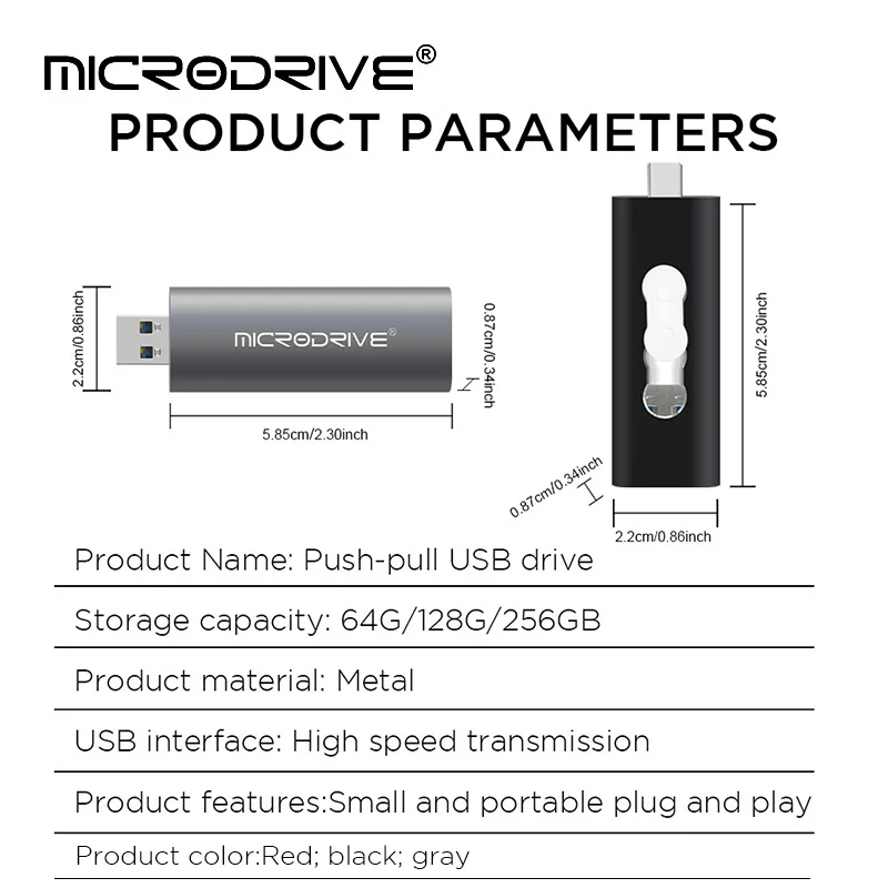 Флешка USB 3.0 128 ГБ 64 ГБ OTG 2IN1 32 ГБ TYPE-C Push and Pull Pen Drive Диск памяти