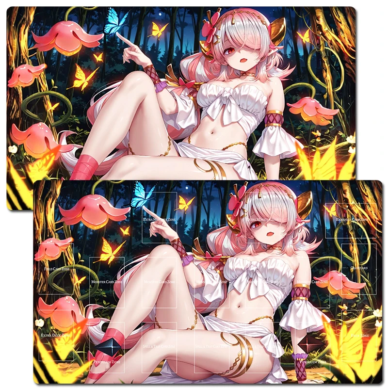 

YuGiOh Traptrix Pinguicula TCG CCG Playmat Торговый коврик для карточных игр Настольный игровой игровой коврик Коврик для мыши 60x35 см Бесплатная сумка