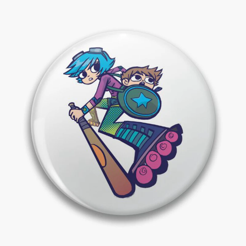 31 estilos Anime Scott Pilgrim Wallace Ramona botón Pin Scott grupo dibujos animados Fan Art divertido Meme broche insignia bolsa decoración regalo 58mm