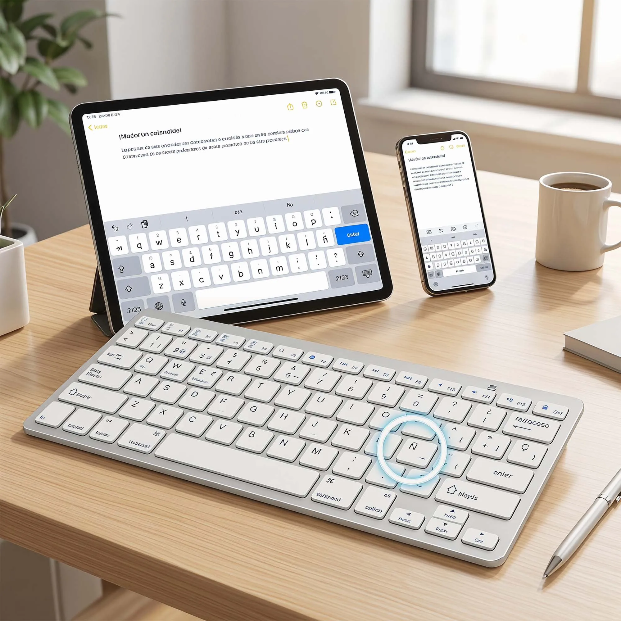 

Spanish Language Ultra Thin Lightweight Low Noise Keyboards for MacBook NEO Air pro/ iPad/iPhone/ for Laptop/Computer/Surface