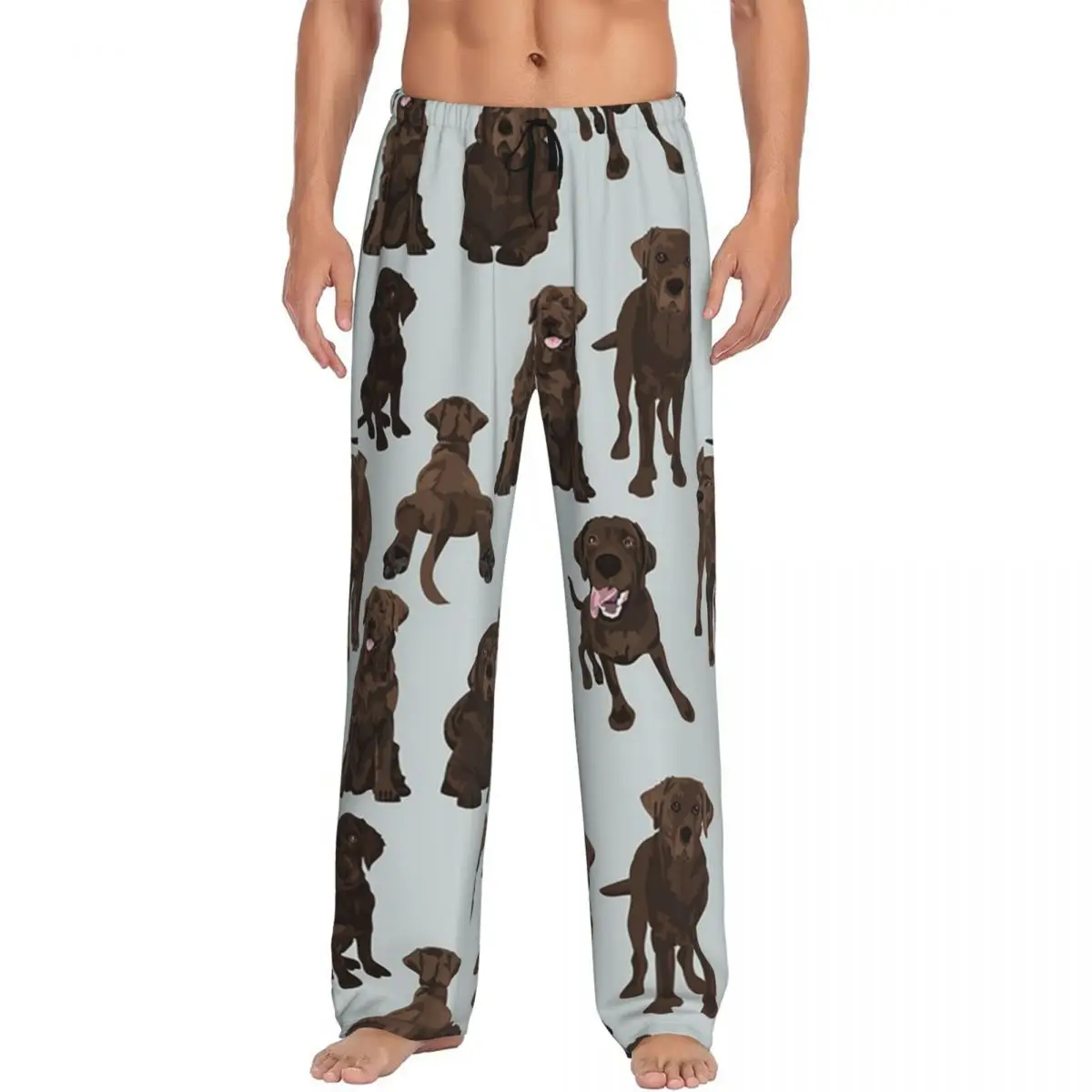 Custom Chocolate Labrador Pajama Pants Men Sleepwear Sleep Lounge Bottoms with Pockets