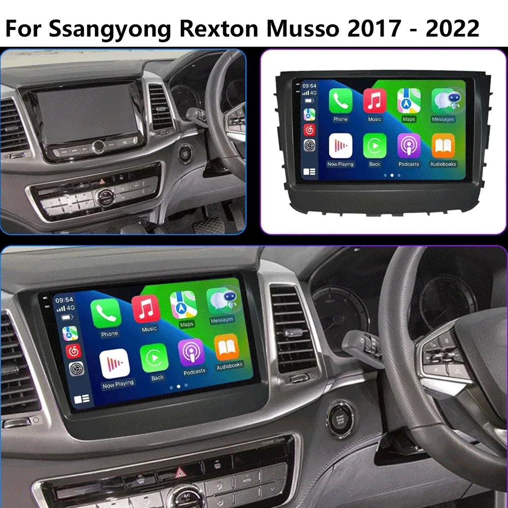 Android 16 Carplay Auto For Ssangyong Rexton Musso 2018-2022 Multimedia Navigation Car Radio Player Head Unit GPS WIFI+4G Stereo