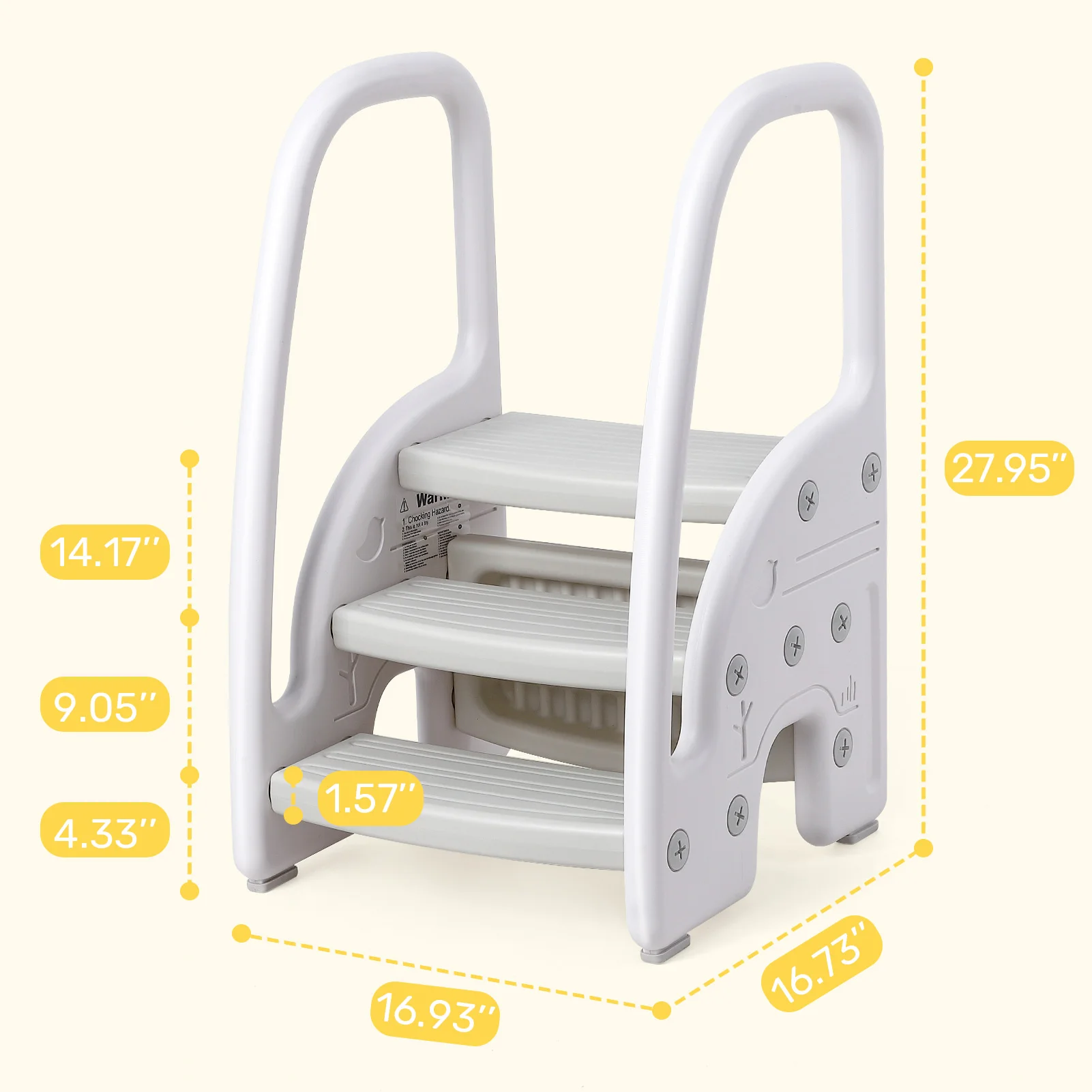 Mobili per bambini Sgabello a tre gradini non pieghevole Sgabello per bambini a tre gradini Sgabello assemblato