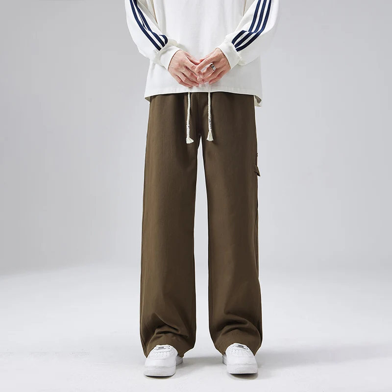 

Новые мужские повседневные брюки свободного прямого кроя из чистого хлопка 2025 года в японском стиле для весны и осени, универсальные, модные, рабочие.