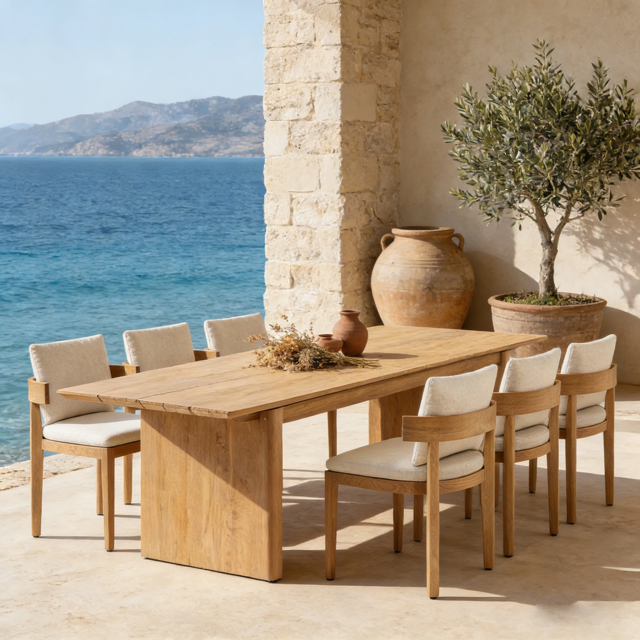 Commercial Grade Teak Expandable Dining Table Built for Outdoor Restaurant Events Catering and Hotel Terrace Use