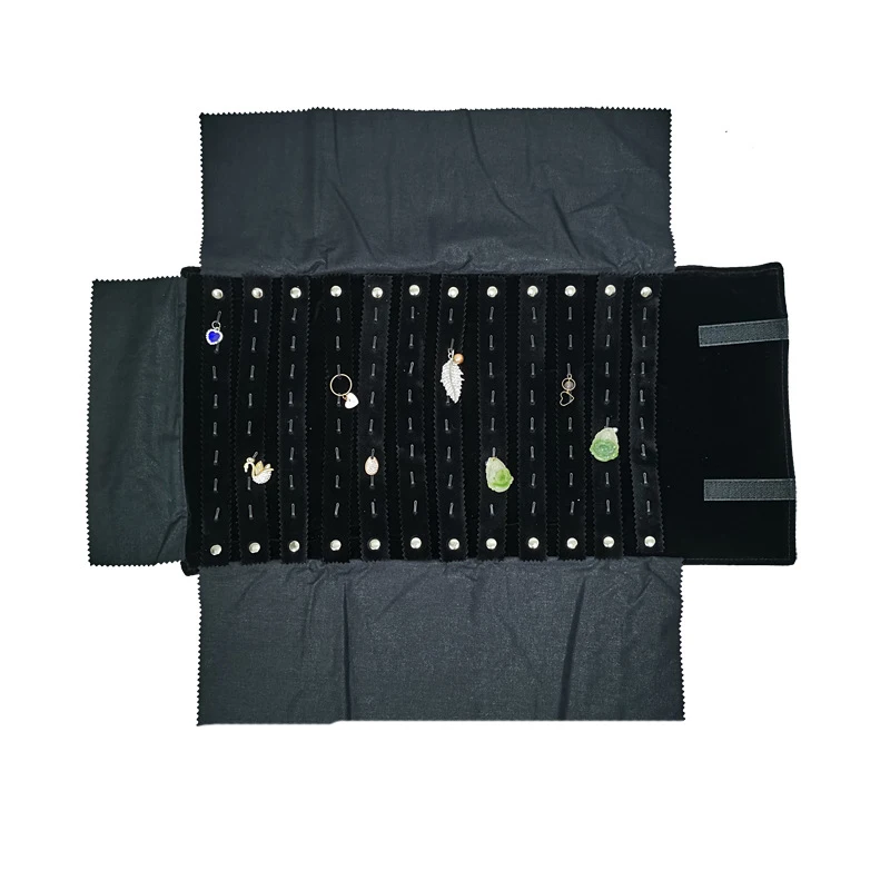 

Сумка для хранения подвесок и сережек, многофункциональная сумка для хранения ювелирных изделий, полностью черная бархатная сумка для демонстрации ювелирных изделий и коллекции