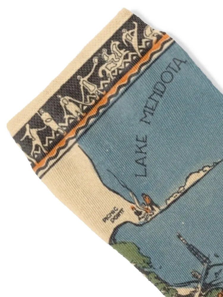 خريطة عتيقة لمديسون ويسكونسن (1924) جوارب زهرية عصرية لعيد الميلاد جوارب للنساء والرجال