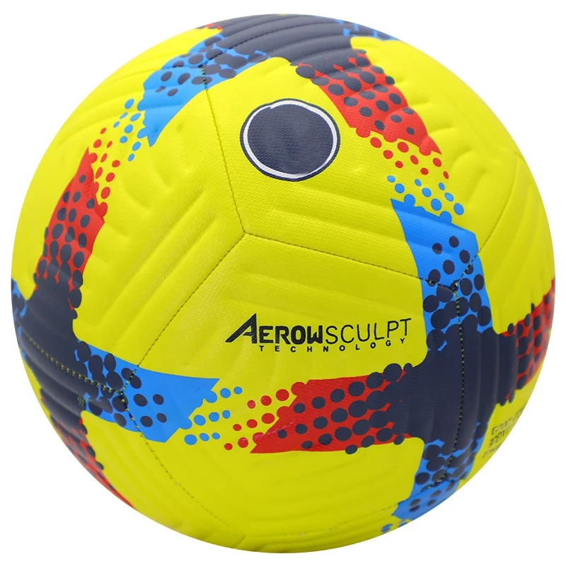 เย็บด้วยเครื่องจักร PU คุณภาพสูง สำหรับลูกฟุตบอลขนาด 5 ฝึกซ้อมมืออาชีพสำหรับผู้ใหญ่และเด็ก มีสินค้าขายส่งจากโรงงาน รับผลิตตามแบบ