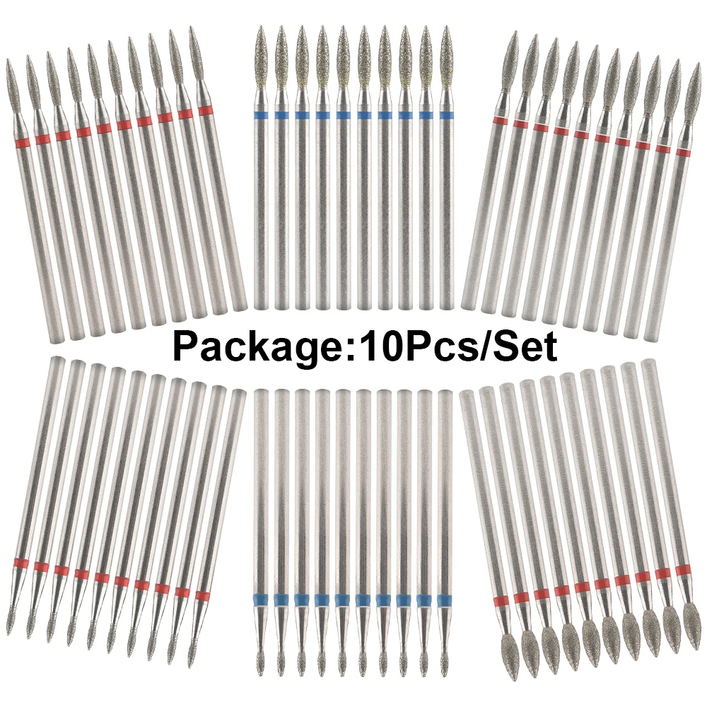10 sztuk wiertła do paznokci zadziory diamentowe wiertła szlifierskie akcesoria do żelowego lakieru do paznokci paznokcie narzędzie artystyczne Shank rzeźba polerowanie