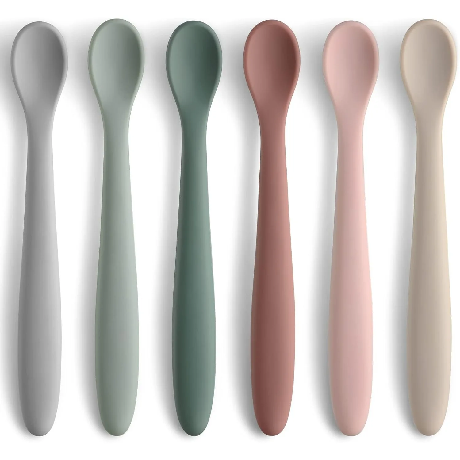 2/6-Piece Silicone Baby Feeding Spoon Set Soft Material To Protect Baby's Gums Infant Feeding Training Spoon Machine Washable