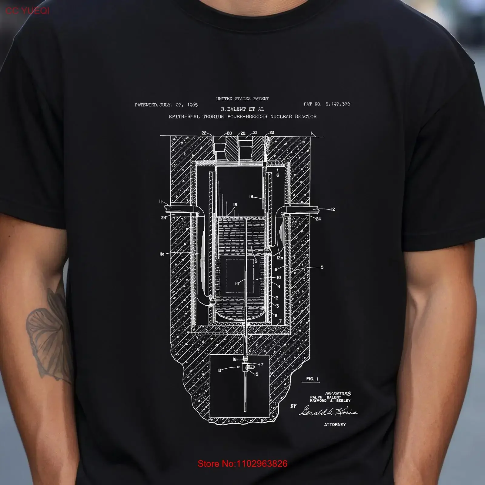 Conception de réacteur nucléaire au thorium de l'US Patent Office, t-shirt cadeau pour ingénieur, scientifique, physicien, énergie