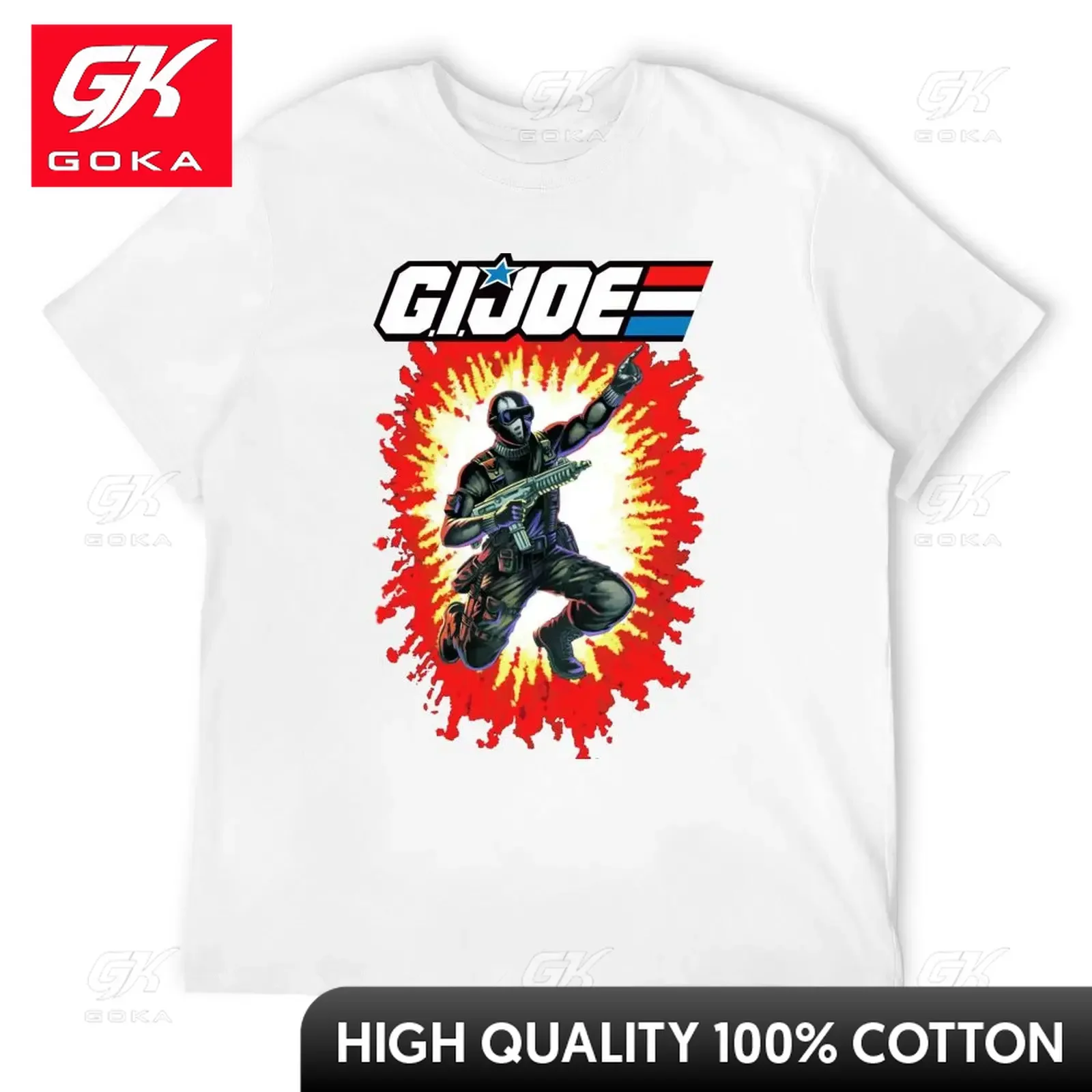 Retro GI Joe Snake Eyes Toy Card Back Design T-Shirt Plus Size Tops Graphic Tee Shirt Quick Drying Mens White T Shirts