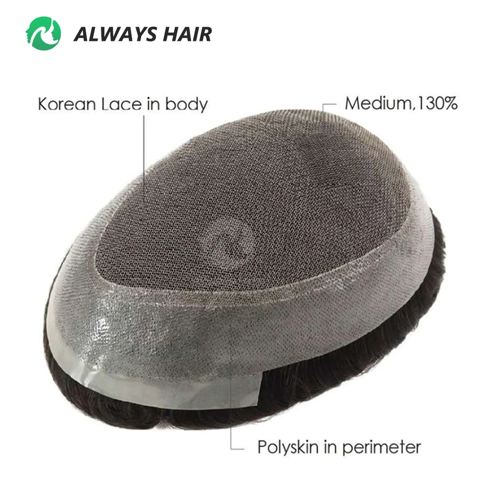 Australia Toupee Men Lace and PU Base Wig for Men Indian Human Hair Replacement System Australia Unit Short Male Hair Prosthesis image 2