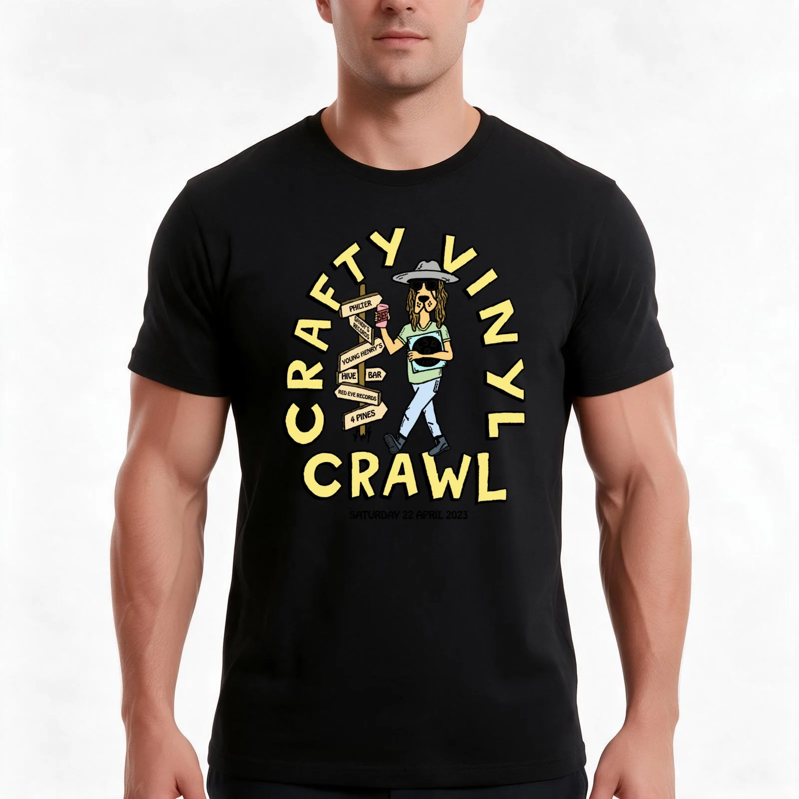 RSD Crafty Vinyl Crawl 2023 T-Shirt Summer Casual Cotton Tee Oversized Streetwear Tops Vintage Graphic Print 100% Cotton