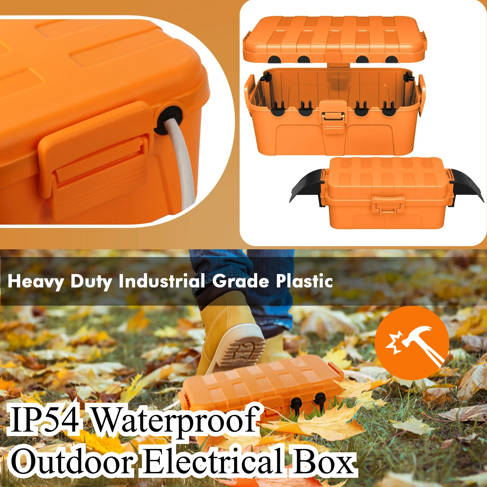 IP54 Waterproof Outdoor Electrical Box Set 32x22x13cm&20.5x12.5x8cm with Timers Adapters Plugs for Garden Tools Holiday Lighting