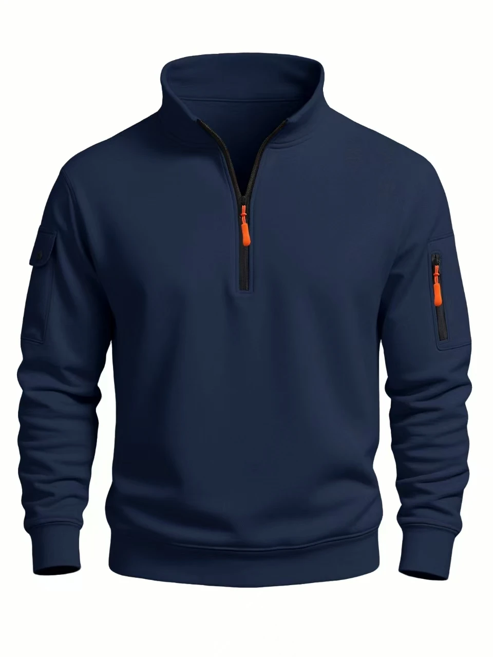Frühling Herbst Herren Stehkragen Halb-Reißverschluss Sportbekleidung Langarm-Sweatshirts Herren Lässige Strickpullover Alltagsjacken – Detail 7
